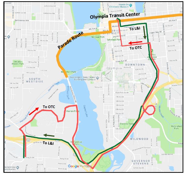 Routes 41, 45, 47, and 48 on detour due to the Toy Run Dec. 7